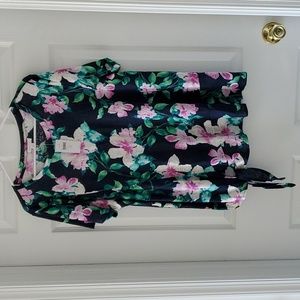Women's J. Jill floral linen short sleeve top, 1X.